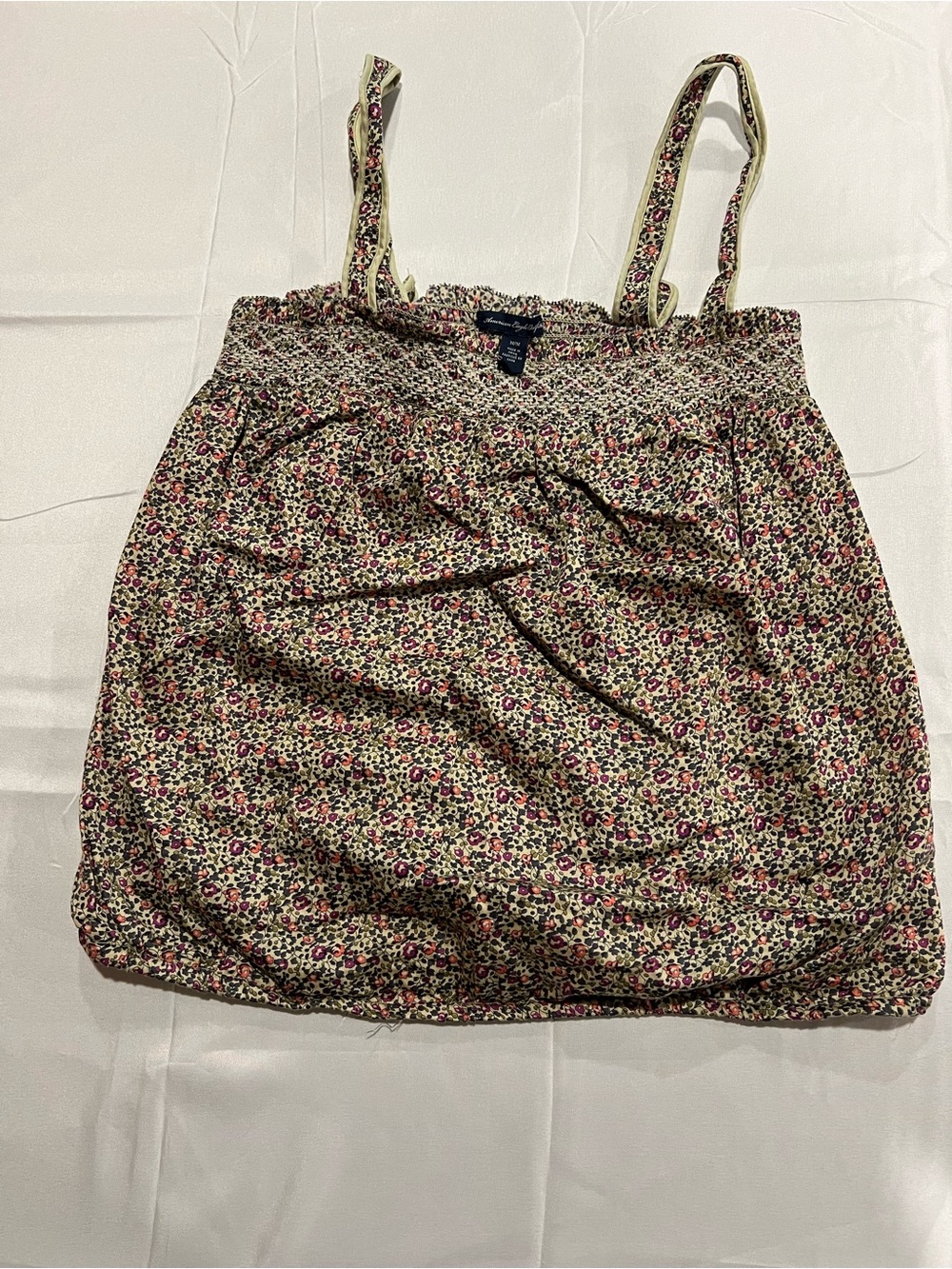 American Eagle Outfitters Floral Smocked Top Top